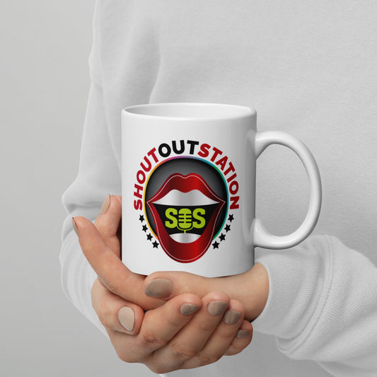 SOS White glossy mug